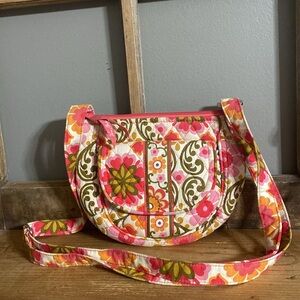 Vera Bradley Pink and Green Floral Crossbody Bag